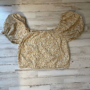 Madewell Hopewell Puff Sleeve Crop Top in Cottage Garden Size Small Cottage Core